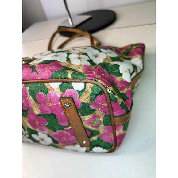 Dooney & Bourke Beautiful Pink And White Floral Print Leather Tote - Picture 11 of 12
